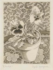 HASEGAWA Kiyoshi 1891-1980,Panier de fleurs ; Pensées,Christie's GB 2005-12-21