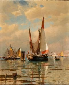HASELTINE William Stanley 1835-1900,Laguna veneziana con barche,1883,Bertolami Fine Arts 2023-12-15