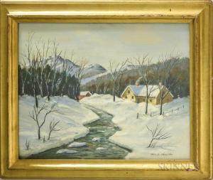 HASELTON Fern D 1894-1988,Winter Landscape with House and Stream,Skinner US 2017-07-21
