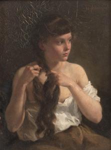 HASEMANN Wilhelm Gustav F 1850-1913,A girl making a braid,Nagel DE 2023-11-08