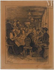 HASEMANN Wilhelm Gustav F 1850-1913,Scène animée de banquet,Millon & Associés FR 2024-03-21