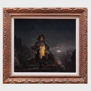 HASENCLEVER Johann Peter 1810-1853,The Night Watchman,1852,Stair Galleries US 2019-06-22