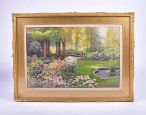 HASLEHUST Ernest William,Garden scene with cherub sculptures,Dawson's Auctioneers 2018-06-23