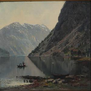 HASLUND Ludvig August 1847-1902,Norwegian fiord scene,1881,Bruun Rasmussen DK 2011-05-30