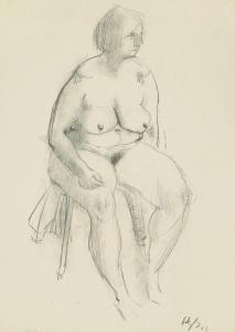 HASS Richard 1900-1900,Weiblicher Akt, auf einem Stuhl sitzend,1965,Galerie Bassenge DE 2009-06-04