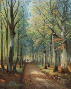 HASS Siegfried A. Sofus,Forest scenery with people on the road,1894,Bruun Rasmussen 2021-02-22