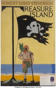hastain eugene 1887-1957,Treasure Island book dust jacket cover,1926,Heritage US 2019-07-11