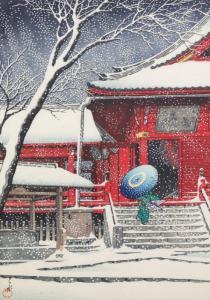 HASUI Kawase 1883-1957,Snow at the Ueno Kiyomizudo Temple,1929,Artmark RO 2024-04-10