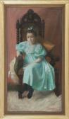 HATFIELD Joseph Henry,Portrait of a young girl in a blue dress seated in,Eldred's 2014-08-01