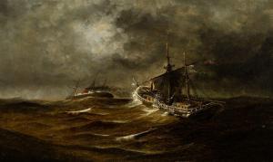 HATHAWAY George M 1856-1903,Ship on Stormy Sea,Barridoff Auctions US 2024-04-13