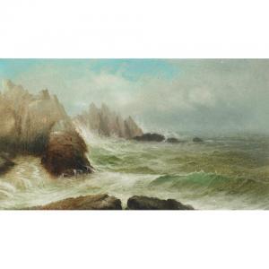 HATHAWAY George M 1856-1903,WAVES TRASHING A ROCKY COAST,Waddington's CA 2010-06-15