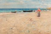 HATHERELL William 1855-1928,Beach Fishing Boats, Bordighera,1890,Elder Fine Art AU 2010-05-02