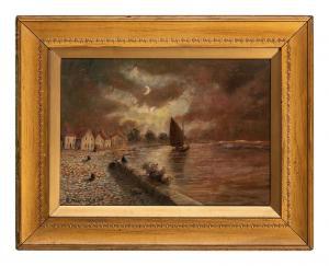 HATTON MONKS ROBERT 1856-1923,Coastal Landscape by Moonlight,Hindman US 2024-02-14