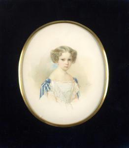HAU Woldemar Ivanovich 1816-1895,Portrait of a young girl in a summer dress,1849,Bonhams 2021-06-09