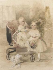 HAU Woldemar Ivanovich 1816-1895,Two children seated on a perambulator,Christie's GB 2003-06-05