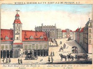 HAUER Johann Thomas 1748-1818,Das Rath-Haus und die Börßse in Leipzig,Engel DE 2021-06-26
