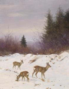 HAUG Christian 1878-1942,Deer in a Winter Woodland,Palais Dorotheum AT 2013-03-13