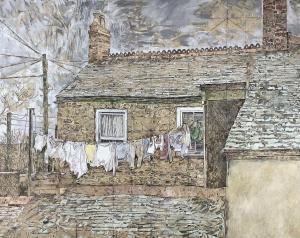 HAUGHTON David 1924-1991,House with Washing Line, St Just,David Lay GB 2021-12-07