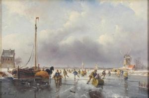 HAUS Hendrik 1803-1843,Winterlandschaft mit Schlittschuhläufern,1989,DAWO Auktionen DE 2017-02-17