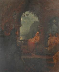 HAUSCHILD Maximilien Albert 1810-1895,Betende Mönche im Kloster,Von Zengen DE 2021-09-10
