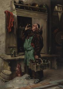 Hauser Jr John 1859-1913,Monk in a tavern,1895,John Moran Auctioneers US 2019-08-25