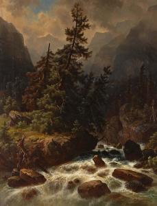 HAUSMANN Gustav 1827-1899,Gebirgsfluss,1877,Wendl DE 2017-10-26