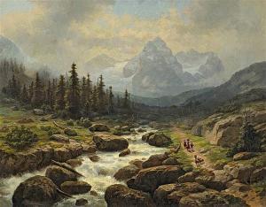 HAUSMANN Gustav 1827-1899,View of the Wetterhorn in Switzerland,1881,Van Ham DE 2017-11-17