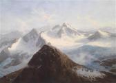 HAUSSMANN Geza Viktor 1858,Alpine Panorama with Mountain Hut,1898,Palais Dorotheum AT 2011-12-06