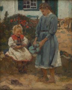 HAUSTRATE Gaston 1878-1949,Les jeunes filles devant le parterre de fleurs,1907,Horta BE 2013-02-25