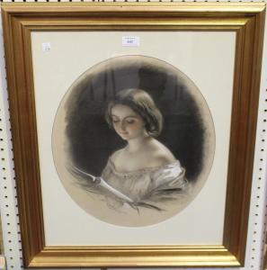 HAVELL Edmund II 1819-1894,Half Length Portrait of a Girl reading,Tooveys Auction GB 2019-12-31