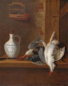 HAVERKAMP JOHANNES 1805-1869,Still life, dead game and a jug on a ledge,John Nicholson GB 2009-09-23