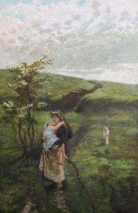 HAVERS Alice Mary 1850-1890,Gleaner and her children in a landscape,Gorringes GB 2021-03-30