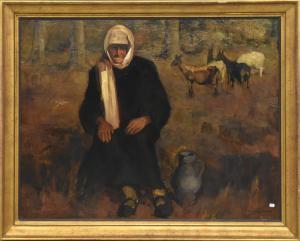 HAWAY Georges 1895-1945,Gardienne de chèvres,Rops BE 2019-06-16