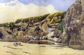 Hawkes Lionel,Sandy beach with houses and cliff face,1879,Canterbury Auction GB 2017-10-03