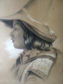 HAWKINS Louise 1800-1800,Portrait of a man in a hat in profile,1877,Rosebery's GB 2005-10-11