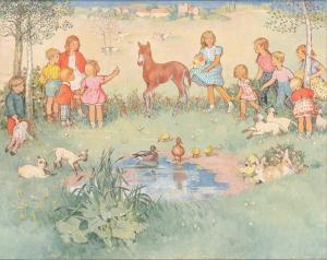 HAWKSLEY Dorothy Webster 1884-1970,Children with Farm Animals,William Doyle US 2024-02-01