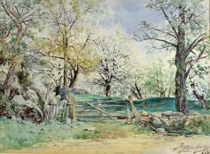 HAWLEY Hughson 1850-1936,Gate to an orchard,1896,Ewbank Auctions GB 2018-09-12
