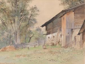 HAWLICEK Ernst 1888-1938,A henyard and a barn,1920,Palais Dorotheum AT 2014-04-28