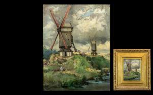 HAY William Hardie 1859-1934,Windmills Bruges,1898,Gerrards GB 2021-09-02