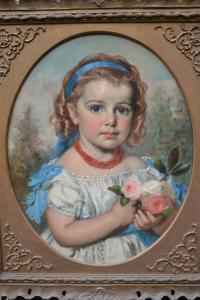 HAY William M 1820-1900,portrait of a girl wearing blue ribbons and ,1964,Lawrences of Bletchingley 2020-03-17