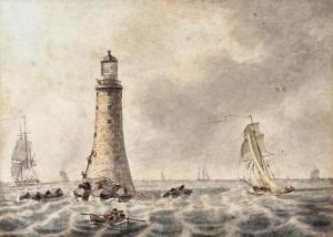 HAY William 1776-1797,View of the Rame Head Lighthouse,Woolley & Wallis GB 2018-03-07