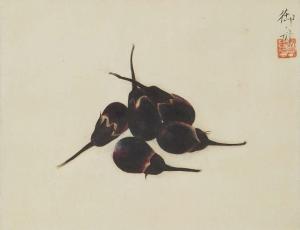 HAYAMI Gyoshû 1894-1935,Eggplants,1920,Mainichi Auction JP 2022-07-16