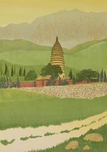 HAYASHI Isao,old towers in China,1985,Mainichi Auction JP 2023-12-20