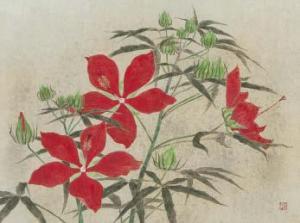 HAYASHI Junichi 1943,Hibiscus,Mainichi Auction JP 2022-11-11