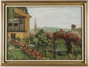 HAYD Karl 1882-1945,Blick aus blumigem Garten auf Linz,Palais Dorotheum AT 2020-06-16