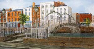 HAYES Brendan 1900-1900,FOUR COURT'S, HA'PENNY BRIDGE and THE GRAND CANAL ,1994,Whyte's 2022-10-17