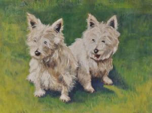 HAYES Edith D 1888-1914,pair of West Highland terriers,Burstow and Hewett GB 2011-02-23