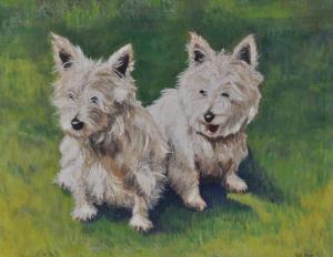 HAYES Edith D 1888-1914,Pair of West Highlandterriers,Burstow and Hewett GB 2010-10-20