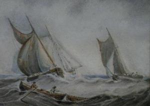 HAYES Edwin 1819-1904,Fishing boats in a swell,Halls GB 2011-12-07