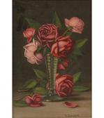 HAYS Barton Stone,Floral still life with cabbage roses in glass vase,Ripley Auctions 2009-04-26